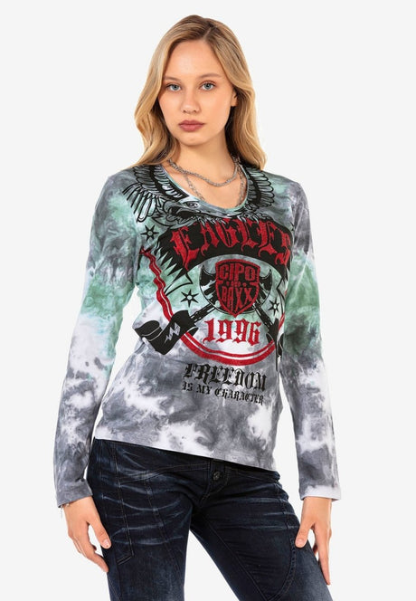 WL291 Damen Langarmshirt mit coolem Markenprint