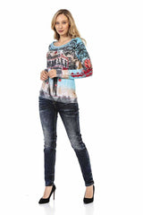 WL295 women long -sleeved shirt with cool brand print