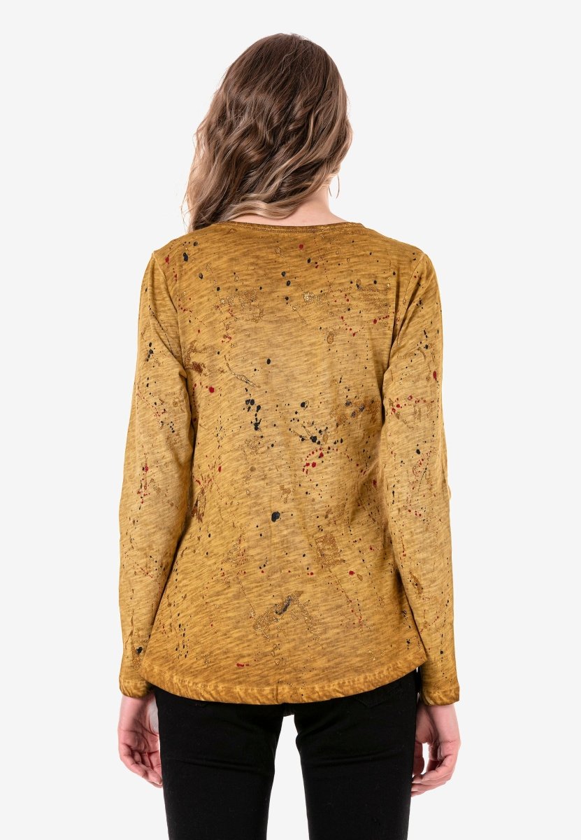 WL307 women long -sleeved shirt with trendy print