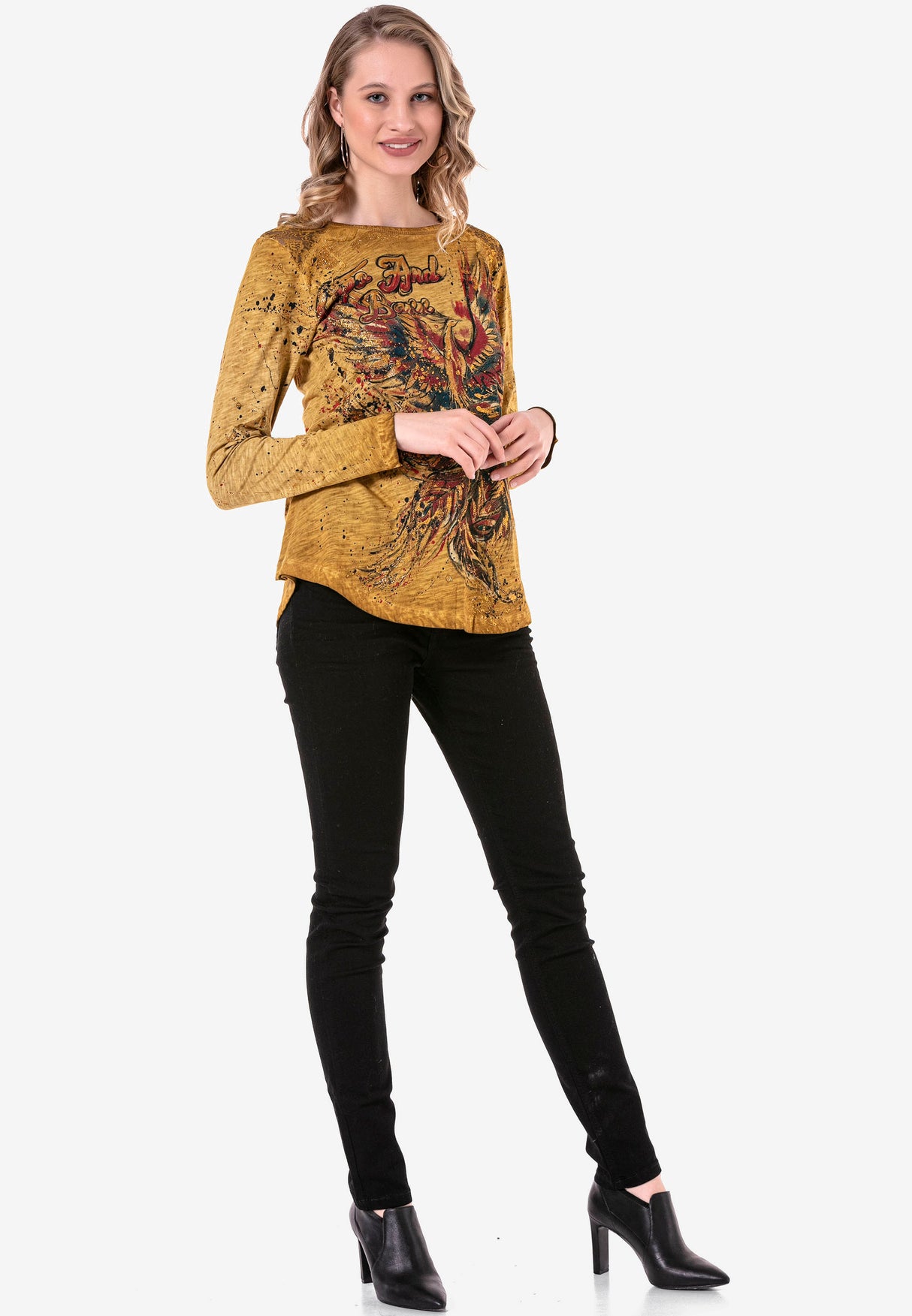 WL307 Damen Langarmshirt mit trendigem Print