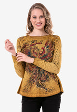 WL307 Damen Langarmshirt mit trendigem Print