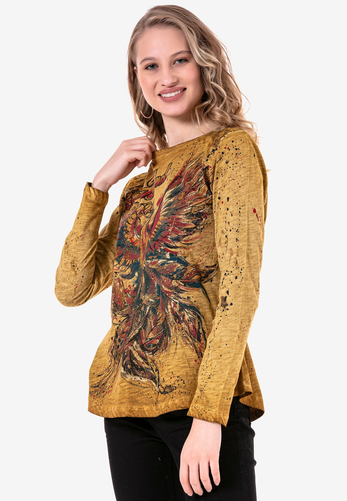 WL307 Damen Langarmshirt mit trendigem Print