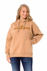 WL334 bluza damska z kapturem i haftem z kamieniami