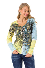 WL335 Dames met een lange sleeved shirt met coole merkprint