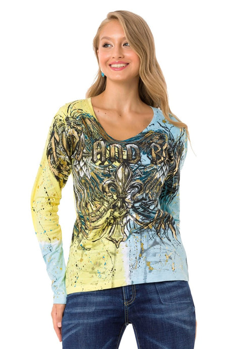 WL335 Damen Langarmshirt Mit Coolem Markenprint