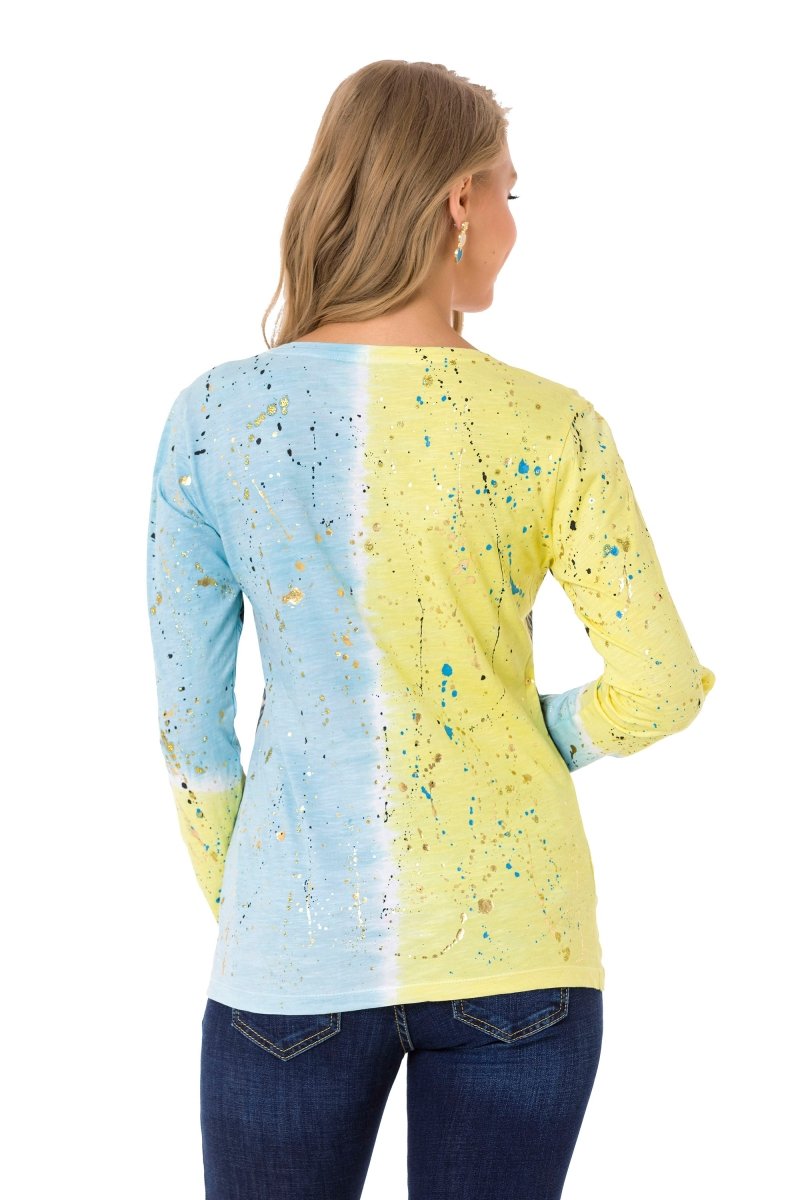 WL335 Dames met een lange sleeved shirt met coole merkprint