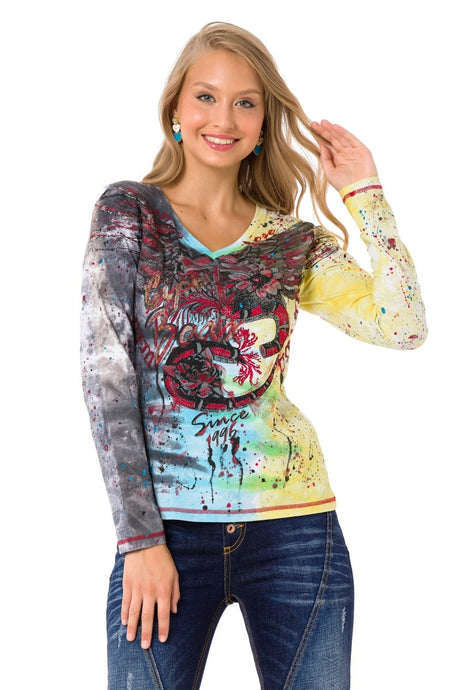 WL339 Women Long -Sleeveved shirt met coole merkprint