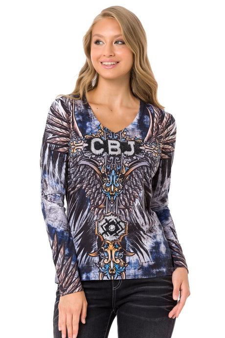 WL340 women long-sleeved shirt with cool allover print