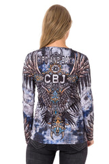 WL340 women long-sleeved shirt with cool allover print