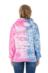 WL341 women hooded sweatshirt in a two-color batik look