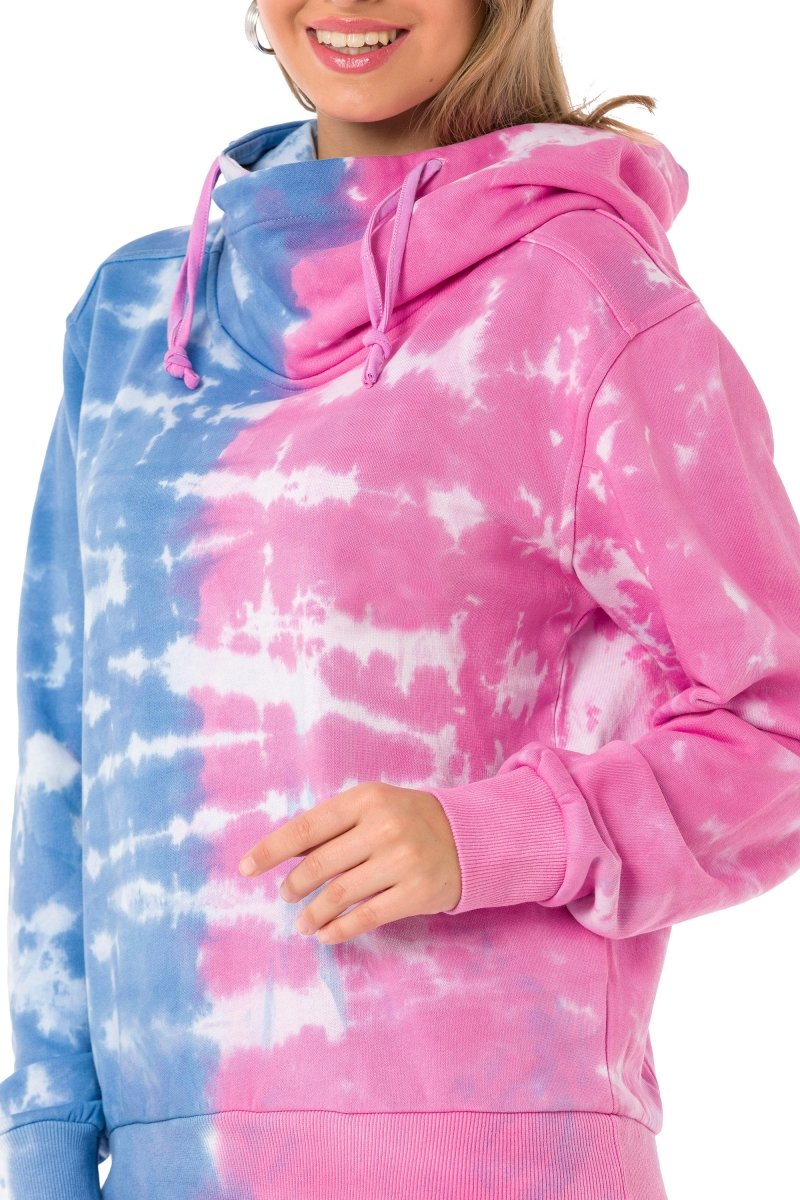 WL341 women hooded sweatshirt in a two-color batik look