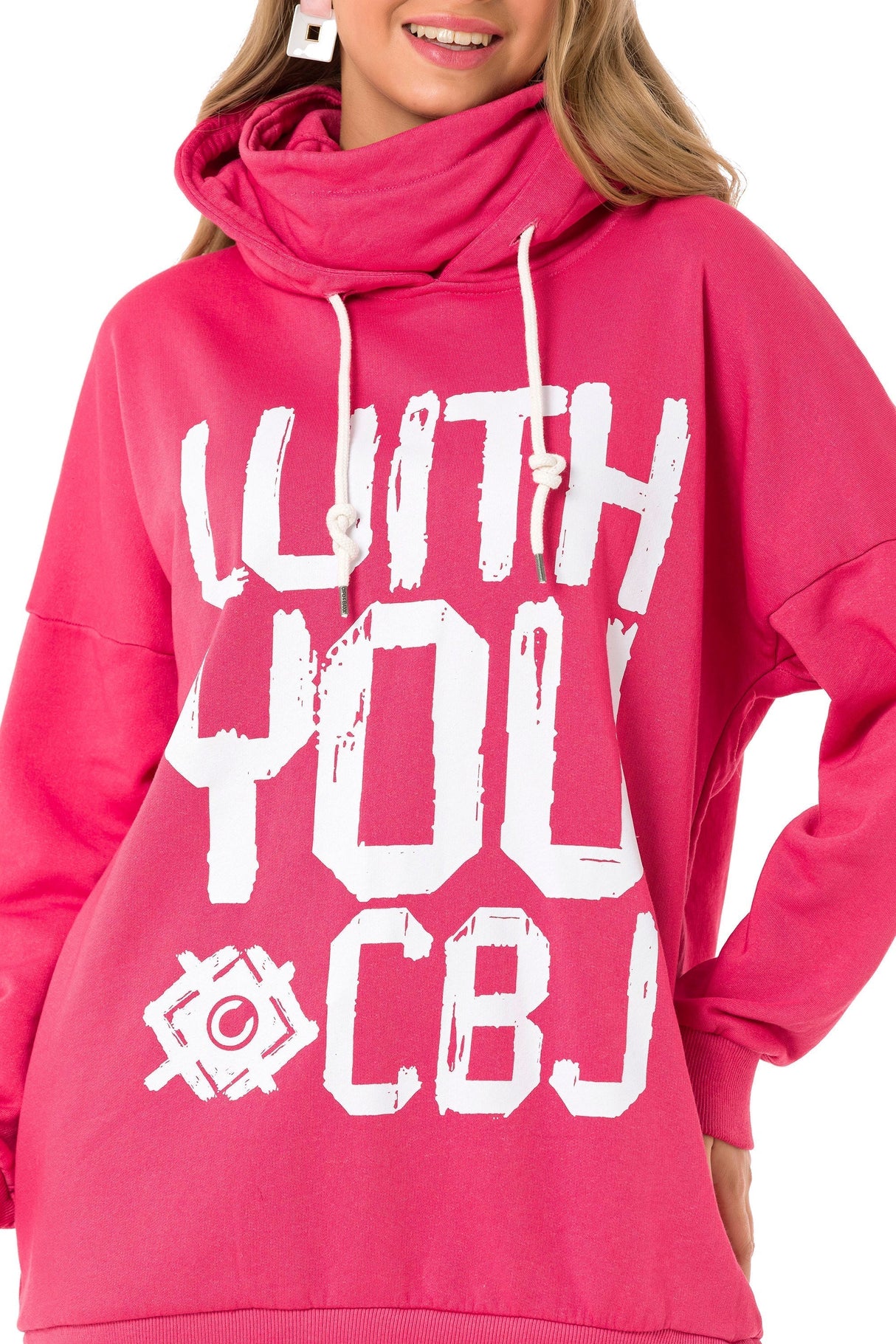 WL345 women's hooded sweatshirt with cool brand print and loop scarf