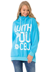 WL345 Sweat à capuche pour femme avec imprimé de marque cool et écharpe en boucle