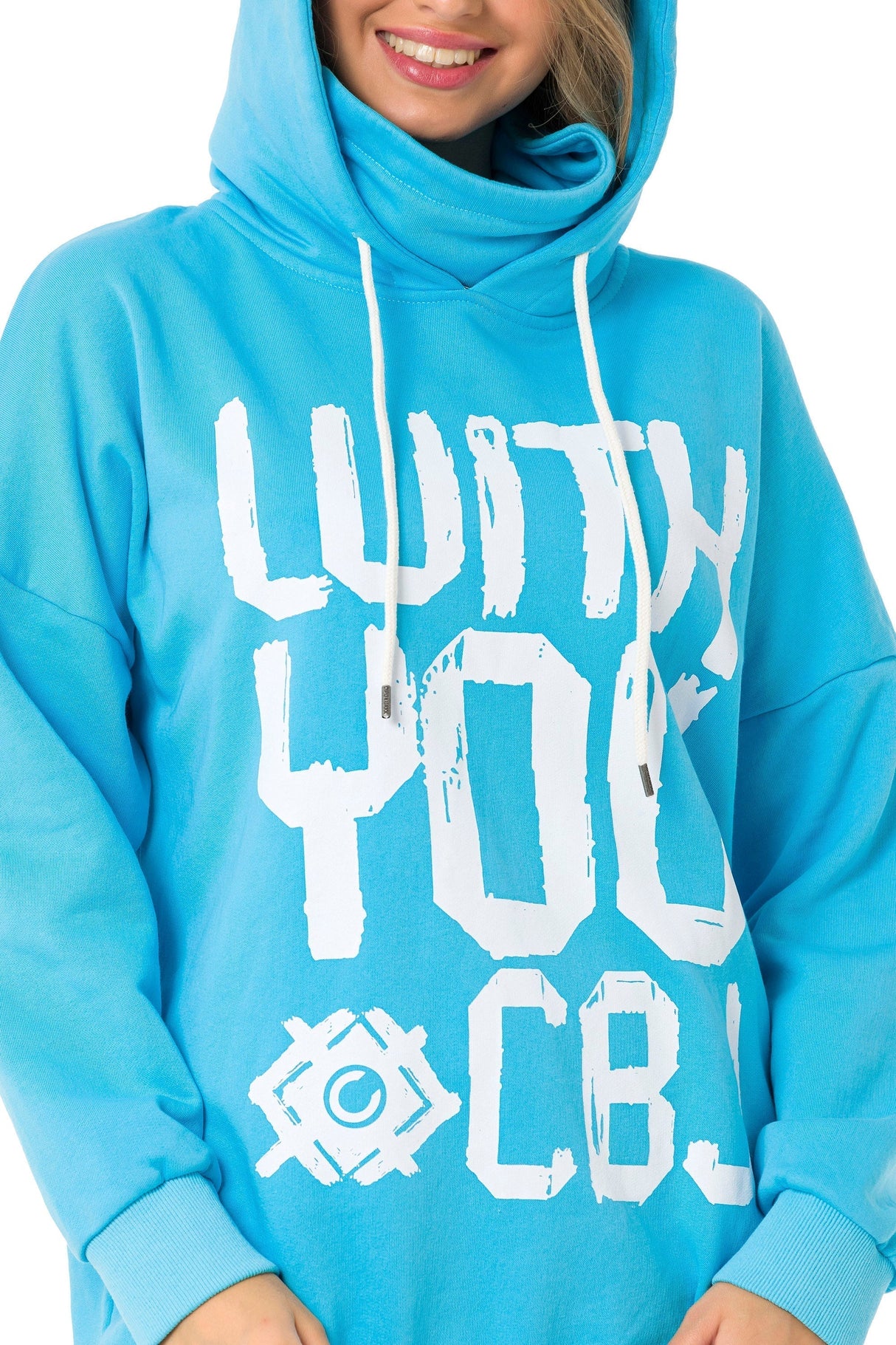 WL345 women's hooded sweatshirt with cool brand print and loop scarf