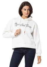 WL351 Sweatshirt à capuche pour femme avec broderie de marque en strass très tendance