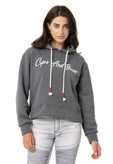 WL351 women hooded sweatshirt with a trendy rhinestone embroidery embroidery