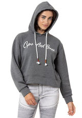 WL351 women hooded sweatshirt with a trendy rhinestone embroidery embroidery