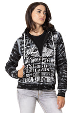 WL352 Sudadera para mujer estampada con cremallera