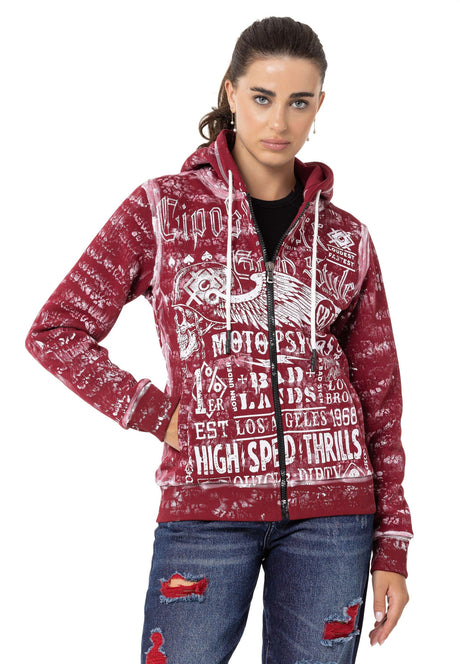 WL352 Sudadera para mujer estampada con cremallera