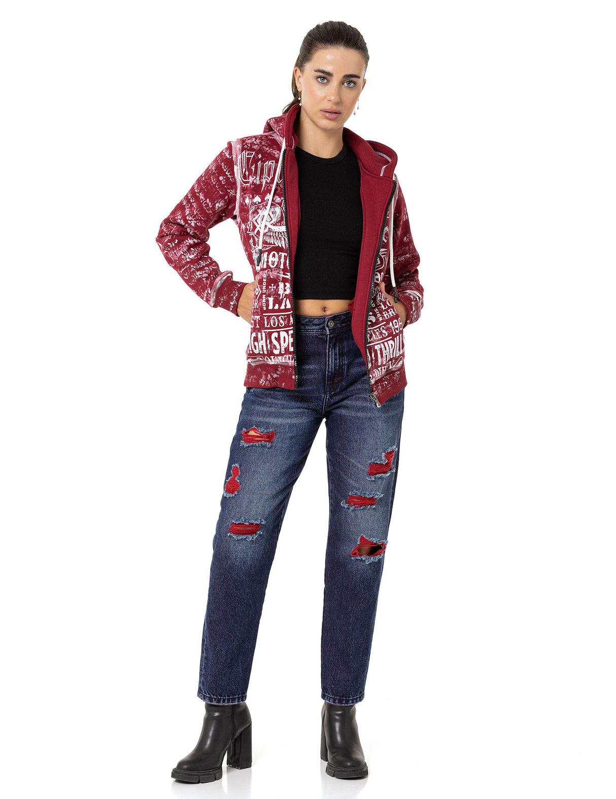 WL352 bluza damska z kapturem rozpinana