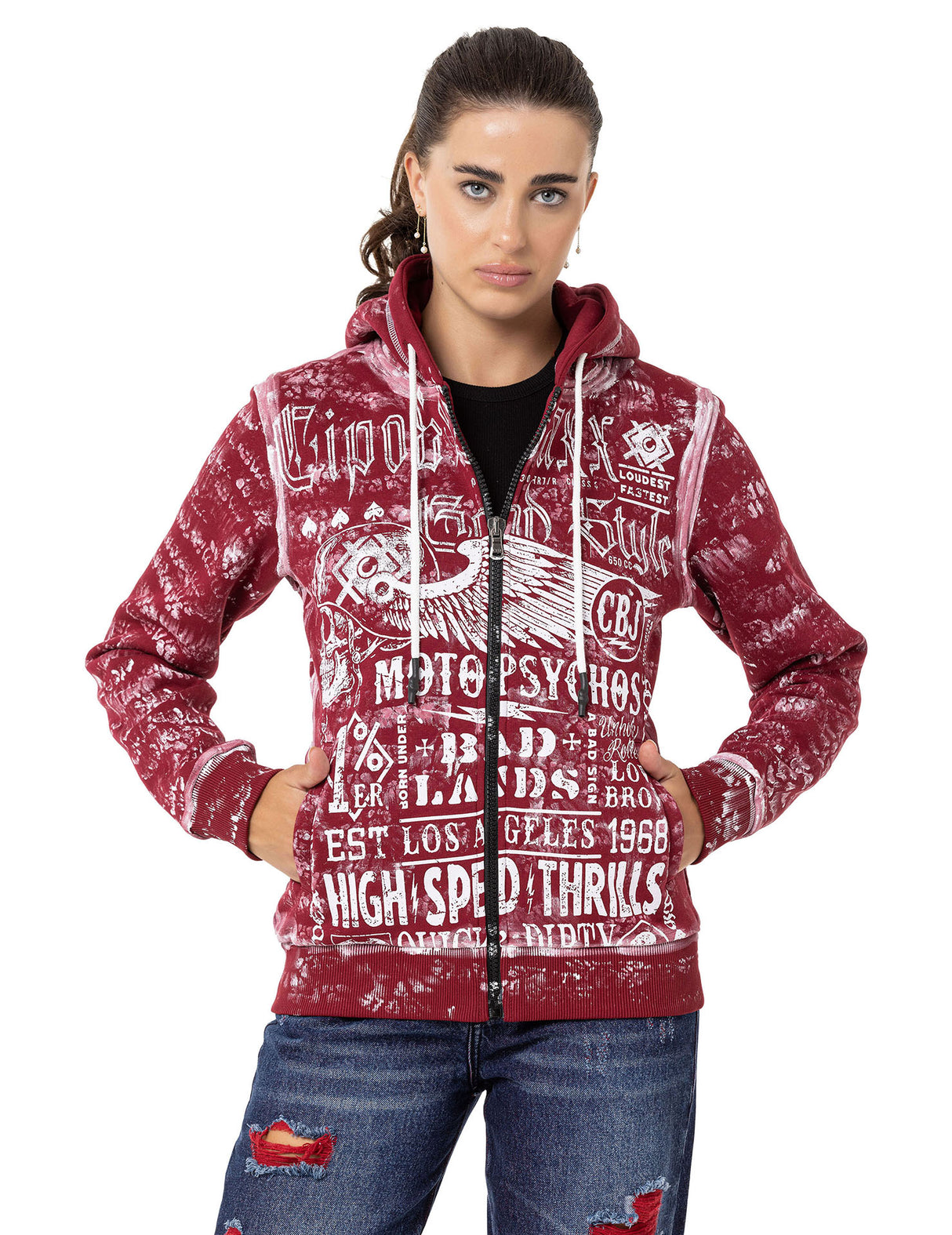 WL352 bluza damska z kapturem rozpinana