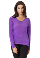 WL355 Dames Longsleeve Basic Shirt met Washeffect