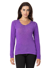 WL355 Dames Longsleeve Basic Shirt met Washeffect