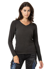 WL355 Women Long -sleeved shirt basıc with washing effect