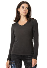 WL355 Dames Longsleeve Basic Shirt met Washeffect