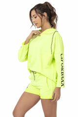 WLK176 ZWART NEONGGROEN DAMES JOGGINGSPAK