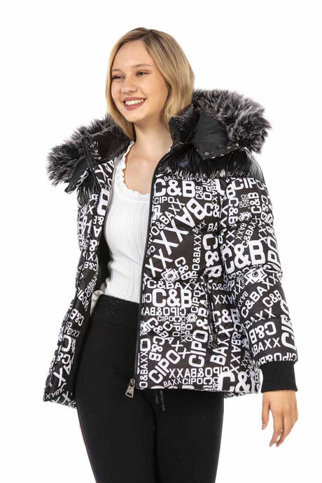 WM129 women's winter jacket with a fashionable all-over print