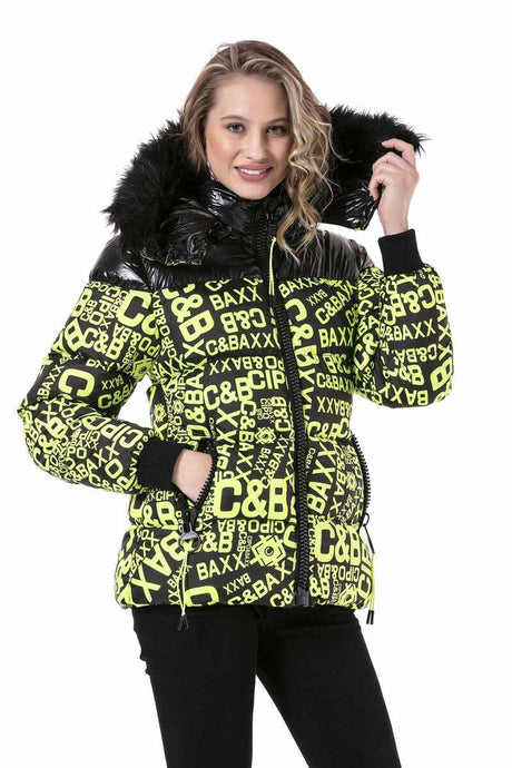 WM129 women's winter jacket with a fashionable all-over print