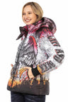 WM130 women's winter jacket with bright all-over print