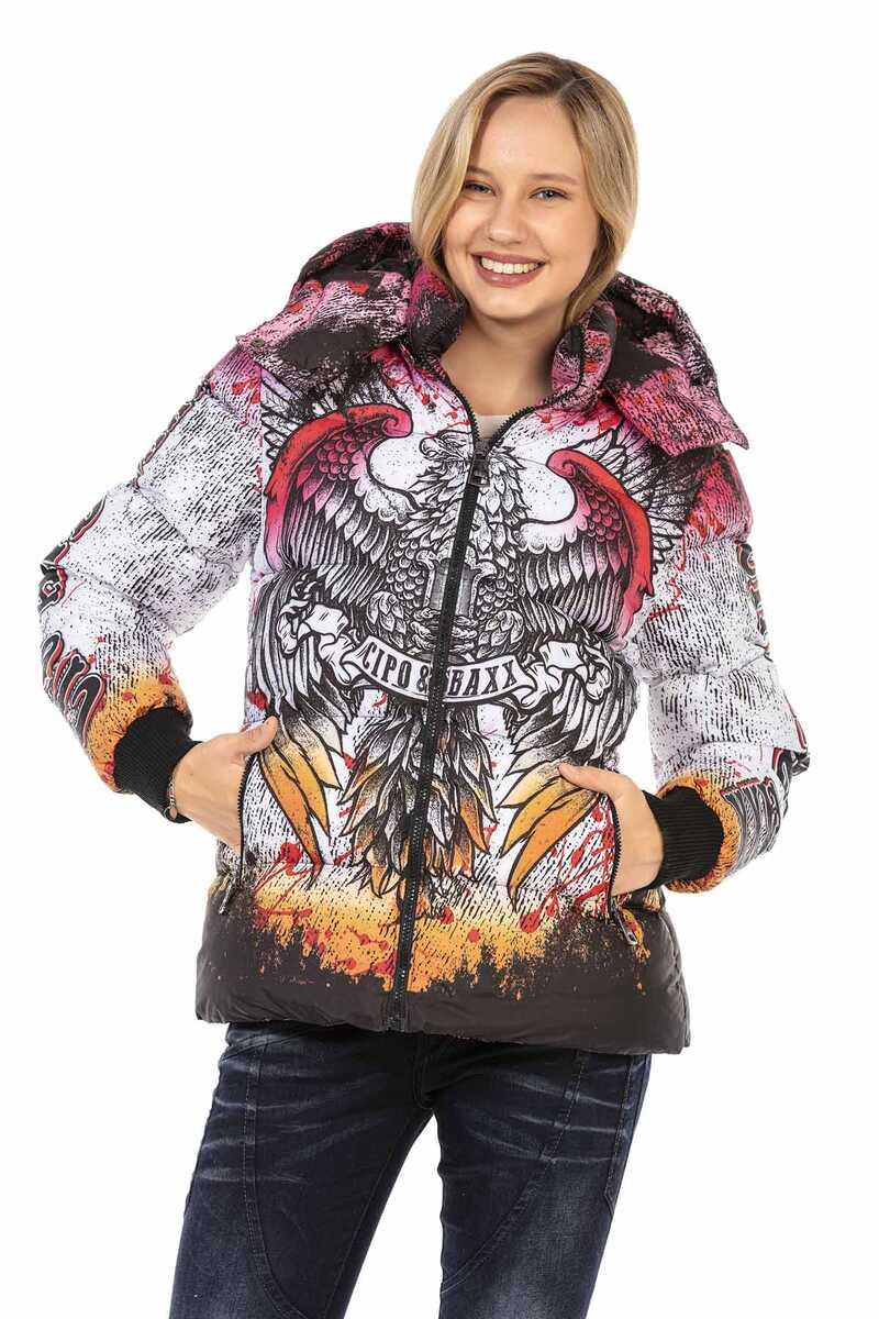 WM130 women's winter jacket with bright all-over print