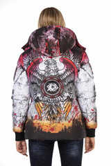 WM130 women's winter jacket with bright all-over print