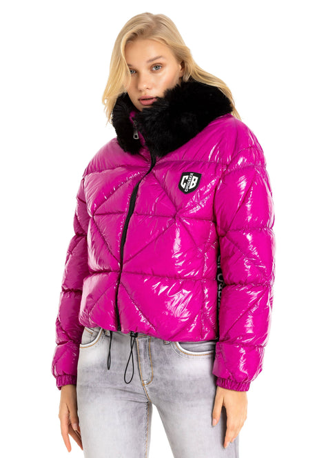 WM134 Damen Winterjacke mit Kunstfellkragen