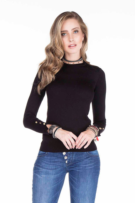 WP101 Women's round collar sweater with basic