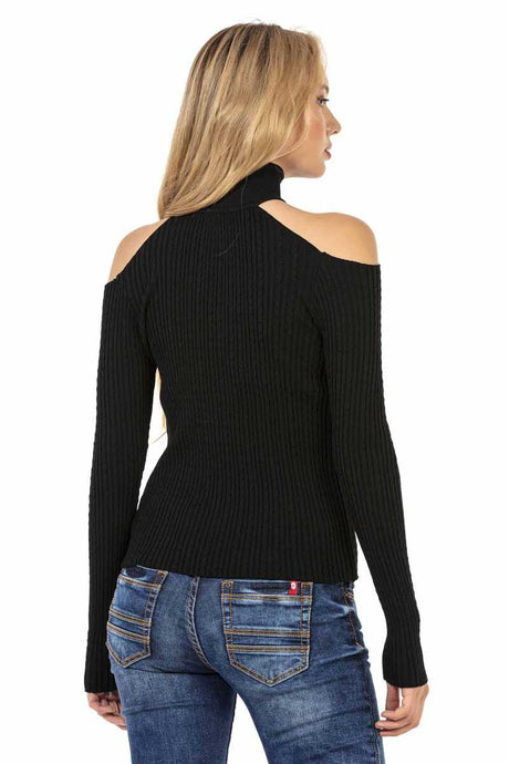 WP205 Damen Strickpullover mit stylischen Cut-Outs