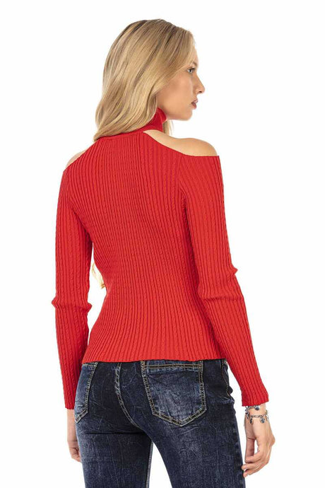 WP205 Damen Strickpullover mit stylischen Cut-Outs