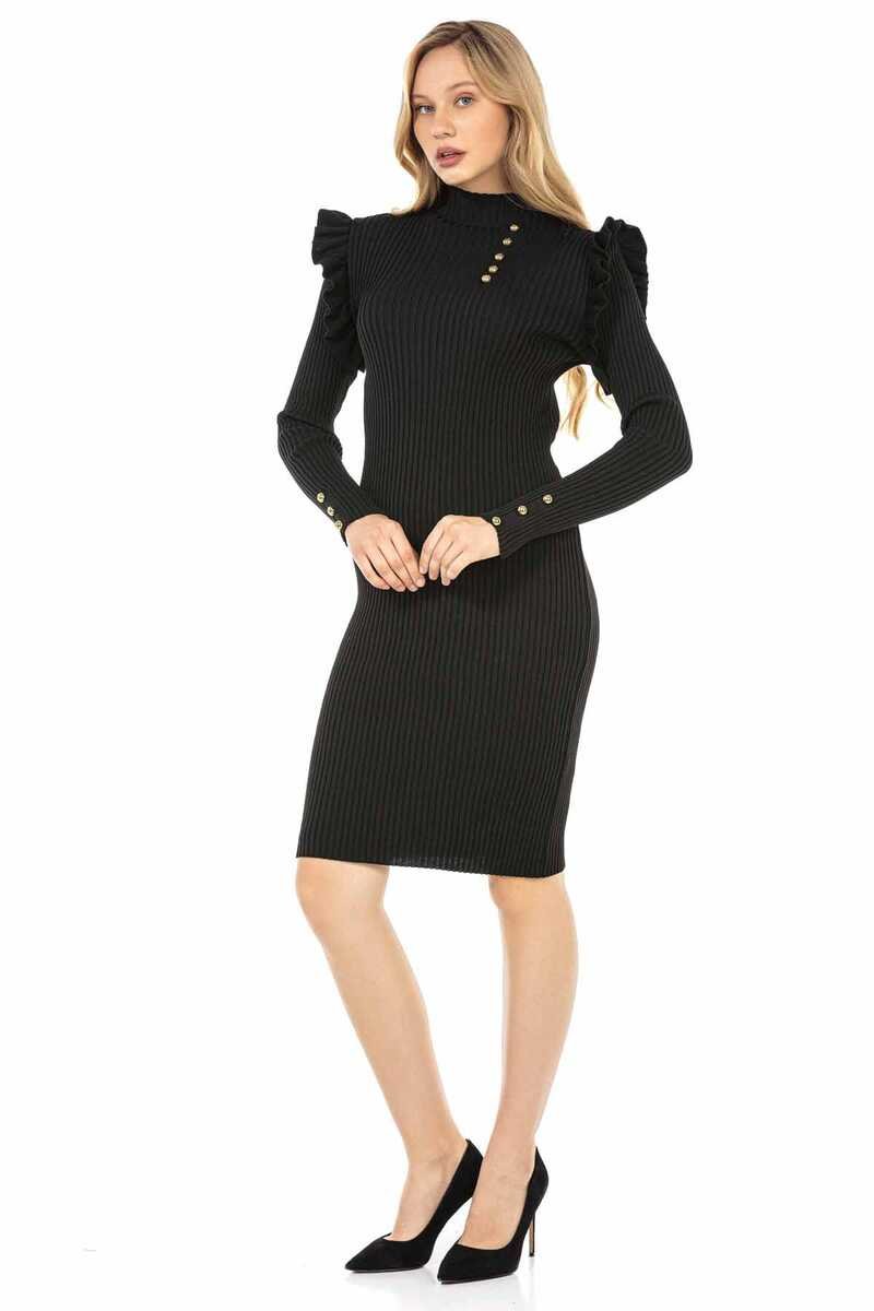 WP224 women sweater jersey dress with trendy ornamental buttons