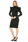 WP224 women sweater jersey dress with trendy ornamental buttons