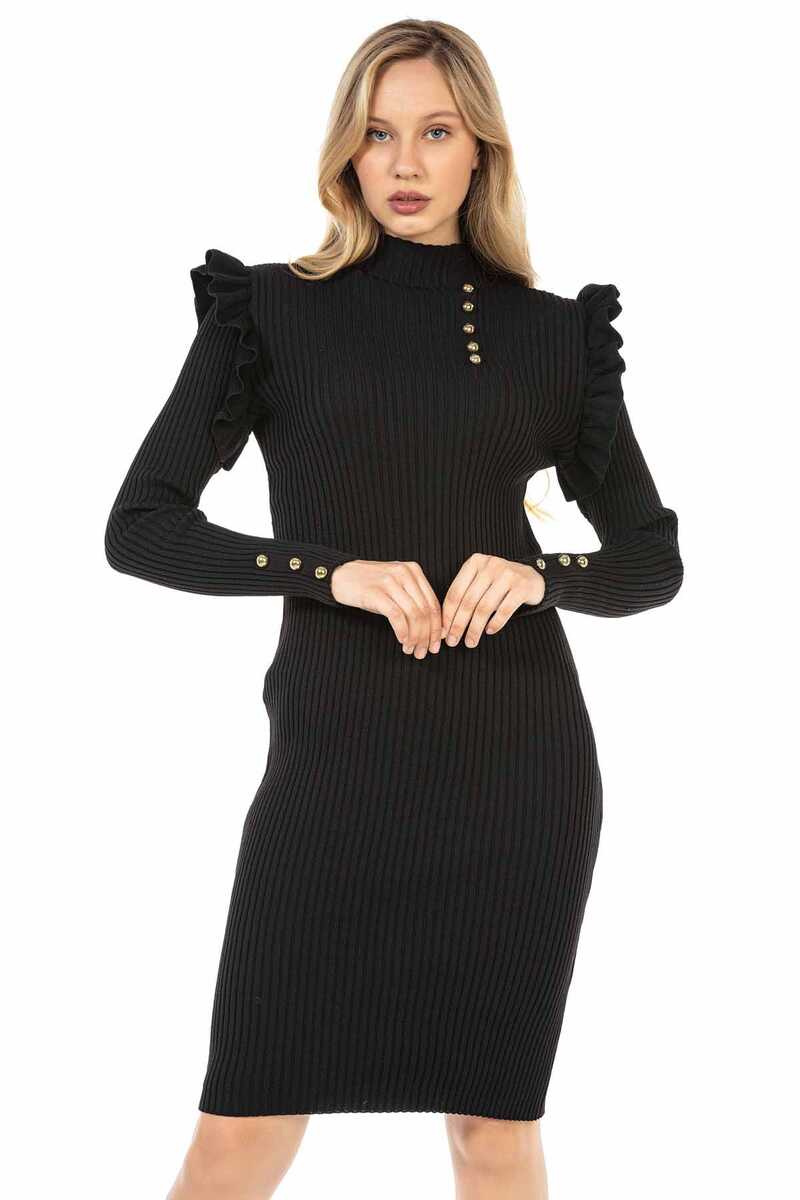 WP224 women sweater jersey dress with trendy ornamental buttons