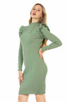 WP224 women sweater jersey dress with trendy ornamental buttons