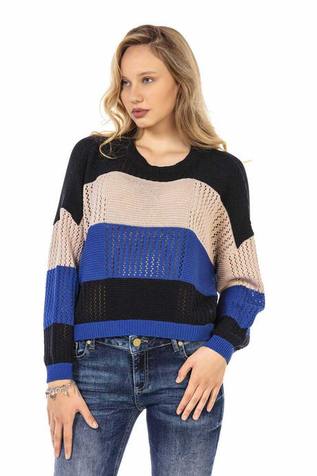 WP226 Damen Strickpullover mit breiten Streifen