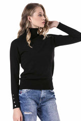 WP228 Women's turtleneck sweater with great button elements