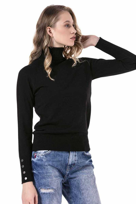 WP228 Turtleneck -trui voor vrouwen met geweldige knopelementen