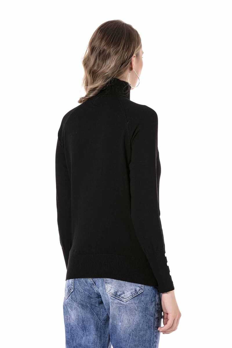 WP228 Women's turtleneck sweater with great button elements