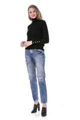 WP228 Women's turtleneck sweater with great button elements