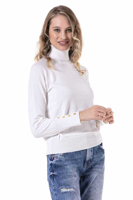 WP228 Turtleneck -trui voor vrouwen met geweldige knopelementen