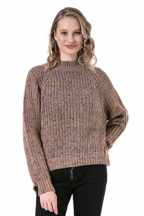 WP237 Damen Pullover Strickpullover in meliertem Design